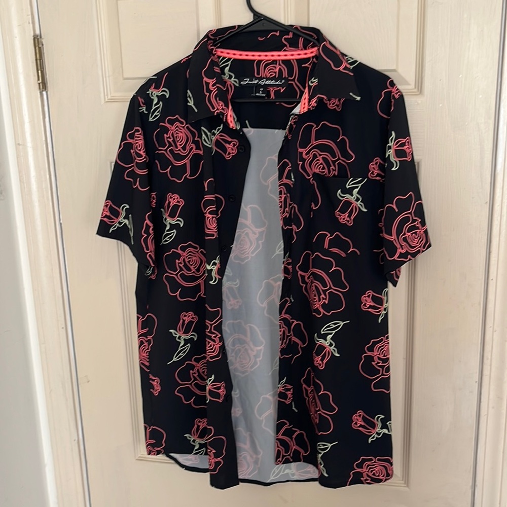 Neon Rose Button Down